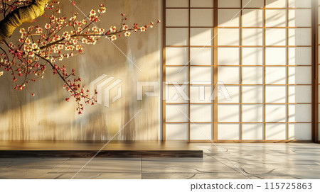 sunlit modern wall background with copyspace for your design. sunlit modern wall background with copyspace for your design. 115725863