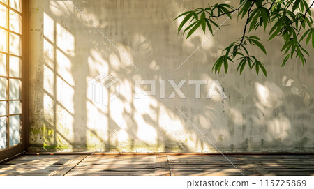 sunlit modern wall background with copyspace for your design. sunlit modern wall background with copyspace for your design. 115725869