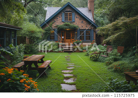 Small house with a garden and a patio 115725975