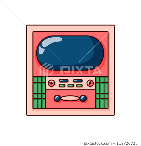 Retro TV in cartoon style. Television symbol for retro web site design, logo, app. Vector illustration isolated on a white background. Retro TV in cartoon style. Television symbol for retro web site design, logo, app. Vector illustration isolated on a white background. 115726725