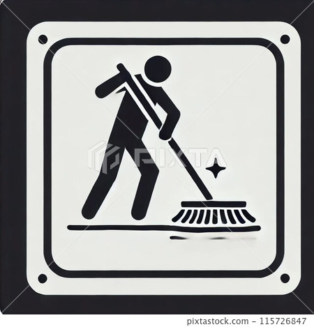 Illustration of a person cleaning the floor 115726847
