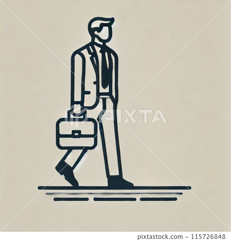 Illustration of a businessman commuting to work in a suit 115726848