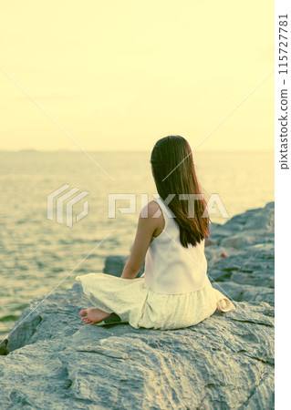 Woman Looking at the Sunset 115727781