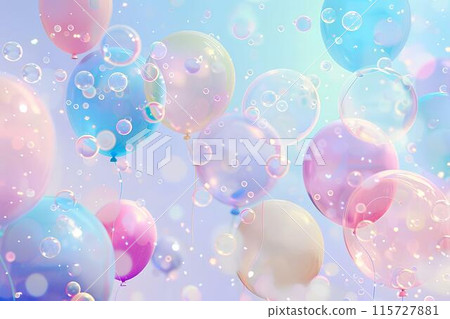 A soft pastel background with bubbles in shades of pink, blue and purple floating gently across the canvas. The balloons atmosphere of whimsy and playfulness, perfect for adding fun to your design A soft pastel background with bubbles in shades of pink, blue and purple floating gently across the canvas. The balloons atmosphere of whimsy and playfulness, perfect for adding fun to your design 115727881