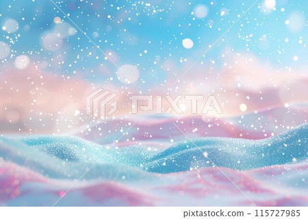 Cute pastel pink and blue background with glitter, snow and ice in a closeupBackground for product presentation, design or advertising. snowy hills in a winter landscape. Christmas card. Cute pastel pink and blue background with glitter, snow and ice in a closeupBackground for product presentation, design or advertising. snowy hills in a winter landscape. Christmas card. 115727985