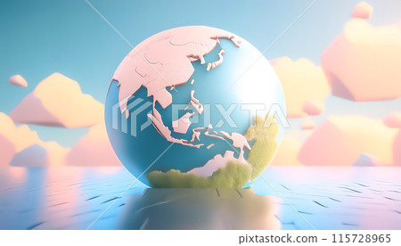 CG背景圖:夕陽下漂浮的地球儀 CG背景圖:夕陽下漂浮的地球儀 115728965