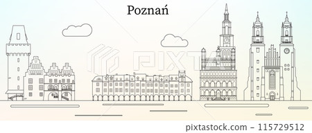 Poznan city skyline -  line art vector illustration 115729512