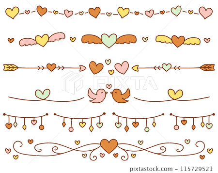 Colorful hearts hand drawn line set Colorful hearts hand drawn line set 115729521