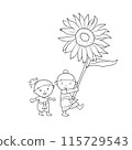 Character line drawings for cute vector illustrations 115729543