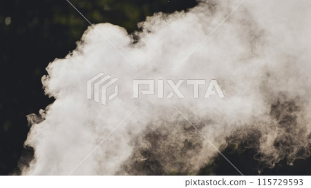 White smoke from the chimney of the village house. White smoke from the chimney of the village house. 115729593