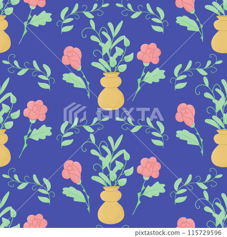 Flat pastel colored floral seamless pattern Flat pastel colored floral seamless pattern 115729596