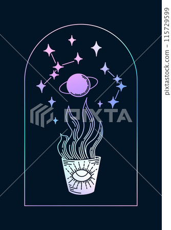 Retro Celestial home plant print from 2000s Retro Celestial home plant print from 2000s 115729599