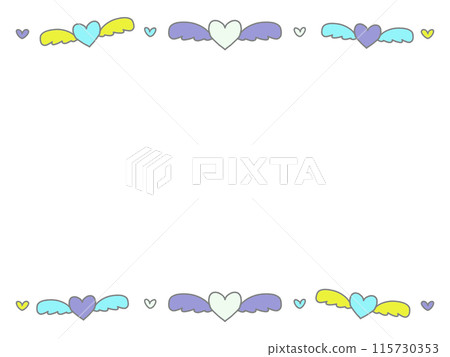 Hand drawn hearts and feathers frame Hand drawn hearts and feathers frame 115730353