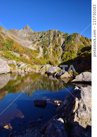 Autumn at Hyoga Park, Mount Yari reflected in Tengu Pond Autumn at Hyoga Park, Mount Yari reflected in Tengu Pond 115730383