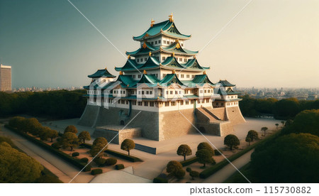 名古屋城在黃昏時閃閃發光 115730882