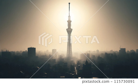 Skytree in the morning sun 115730891
