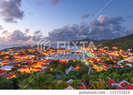 Gustavia, Saint Barthelemy skyline in the Caribbean Gustavia, Saint Barthelemy skyline in the Caribbean 115731018