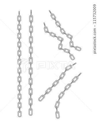 Free metal chain with whole or break steel chrome links. Collection of seamless metal chains colored silver. Vector Free metal chain with whole or break steel chrome links. Collection of seamless metal chains colored silver. Vector 115732009