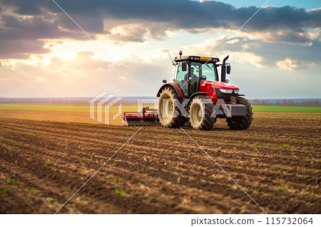 Country Living: Tractor Working Fields 115732064