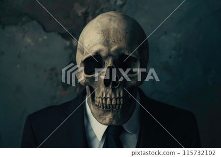 Elegance Meets Mortality: Skull-Headed Gentleman 115732102