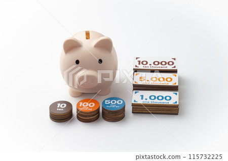 Toy money and piggy bank 115732225