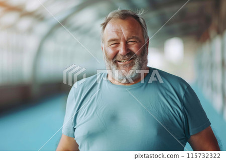 Positive Exercise Experience: Smiling Man in Gym 115732322