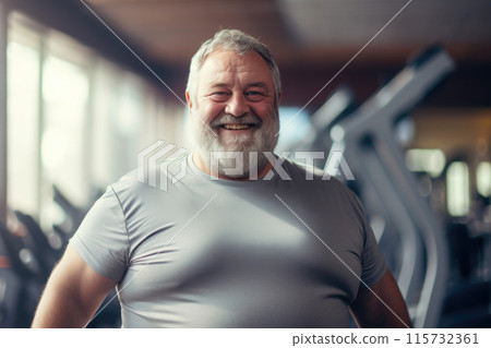 Joyful Mature Man in Workout Apparel 115732361