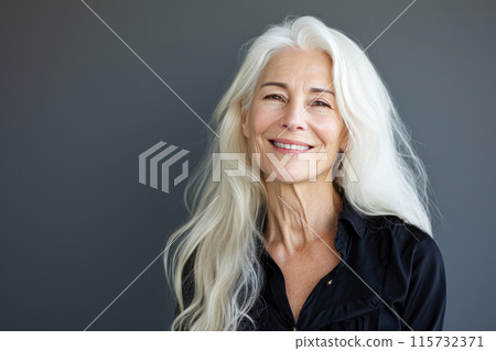 Graceful Mature Beauty in Black Blouse 115732371