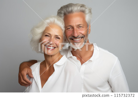 Elegant Mature Couple Embracing Happiness 115732372