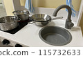 Children's wooden play kitchen with stove and sink, wooden toy kitchen for children with metal pans, kitchen accessories for children 115732633
