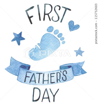 watercolor drawing, congratulation, decoration for Father's Day. first father's day 115732683