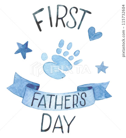 watercolor drawing, congratulation, decoration for Father's Day. first father's day 115732684