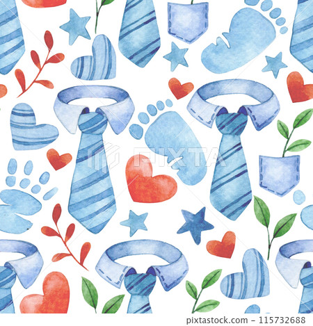 watercolor seamless pattern for father's day. cute illustrations watercolor seamless pattern for father's day. cute illustrations 115732688