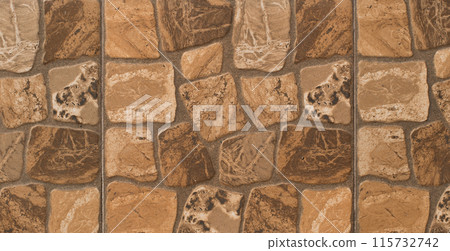 Brown Stone Floor Tile Abstract Pattern Surface Texture Background Rock Structure 115732742