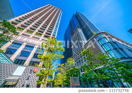 日本六月的東京城市景觀。與日本橋站（B6出口）相連的東京日本橋塔等景觀=5號 115732756