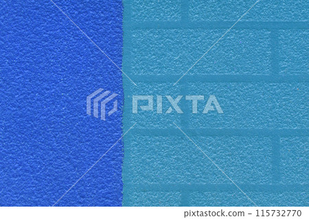 Blue brick wall abstract pattern blank surface facade exterior decorative design texture background architecture 115732770