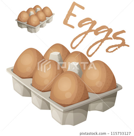 Eggs in carton illustration. Vector illustration isolated on white background Eggs in carton illustration. Vector illustration isolated on white background 115733127