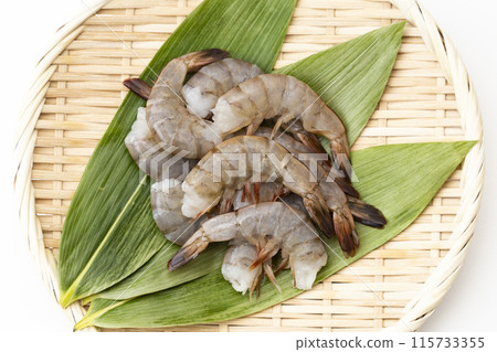 Vannamei shrimp on white background 115733355