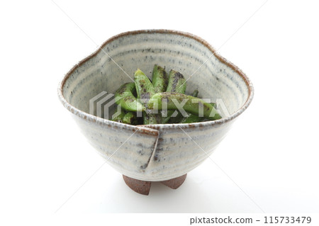 烤豌豆和日本粉狀餐具的對角視圖 烤豌豆和日本粉狀餐具的對角視圖 115733479