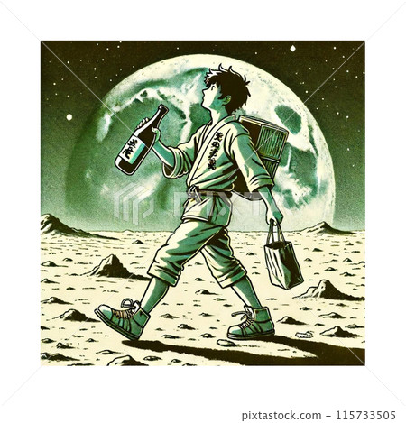 平安夜，飲酒至宇宙盡頭SF漫畫插畫卡其色生成AI 115733505