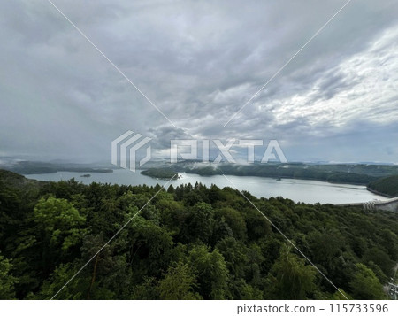 Lake Solina is a largest in Poland water reservoir surrounded by a characteristic landscape of mountains covered with forest and plenty of beaches with tourist infrastructure. 115733596