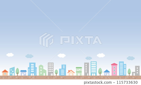 Blue sky and cityscape illustration background 115733630