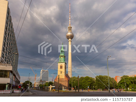 Evangelical Church of St. Mary at Alexanderplatz in Berlin. Evangelical Church of St. Mary at Alexanderplatz in Berlin. 115733787