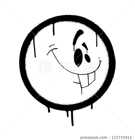 Graffiti emoticon. Smiling face painted with smudges of spray paint. Vector illustration Graffiti emoticon. Smiling face painted with smudges of spray paint. Vector illustration 115733912