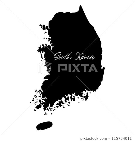 Black Silhouette of a South Korea Country Map 115734011
