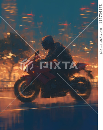 biker on a motorcycle biker on a motorcycle 115734178
