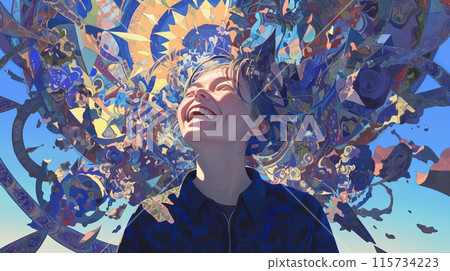 woman on a hallucinogenic trip 115734223