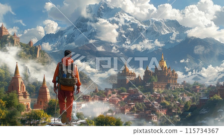 Nepalese temple in the mountains Nepalese temple in the mountains 115734367