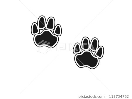 Pet Footprints . Paw prints of dogs, cats and other animals. The concept of grooming, rescuing or caring for animals. Vector illustration. 115734762