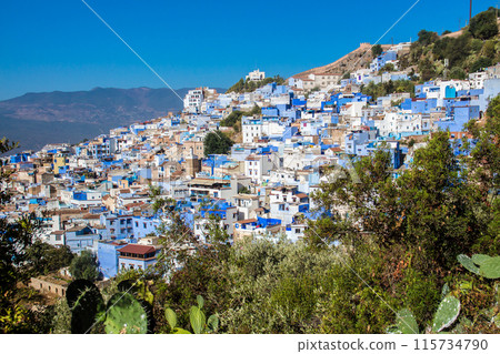 Chefchaouen, a picturesque town in Morocco called the Blue City Chefchaouen, a picturesque town in Morocco called the Blue City 115734790